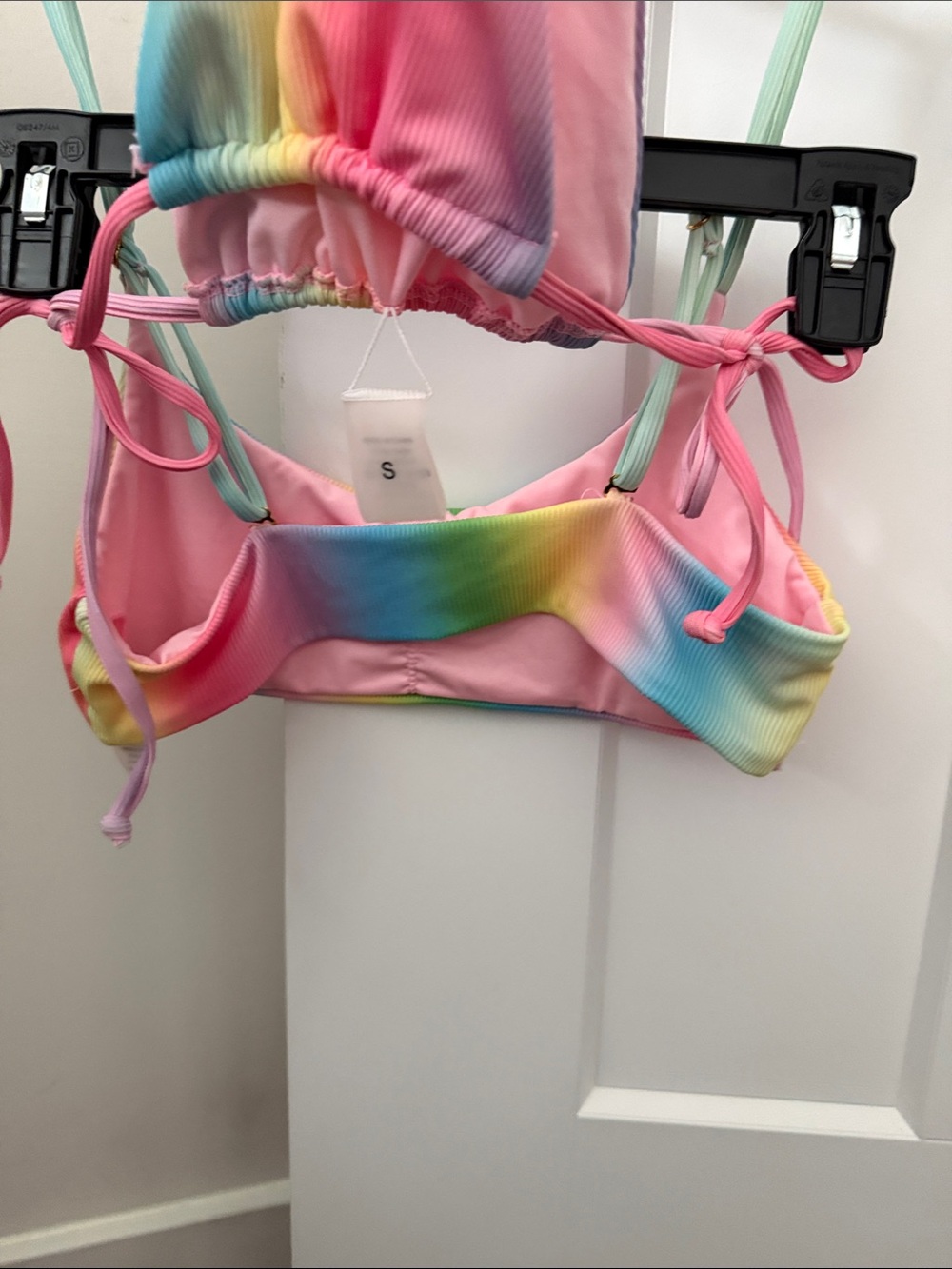 Rainbow Tie-Dye Ribbed String Bikini Set - Picture 4 of 5